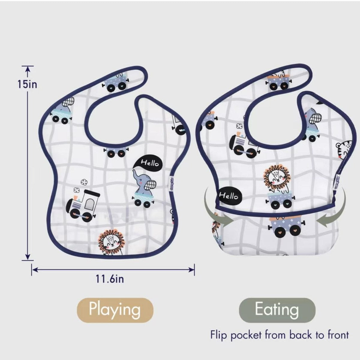 Waterproof Bibs with Food Pocket