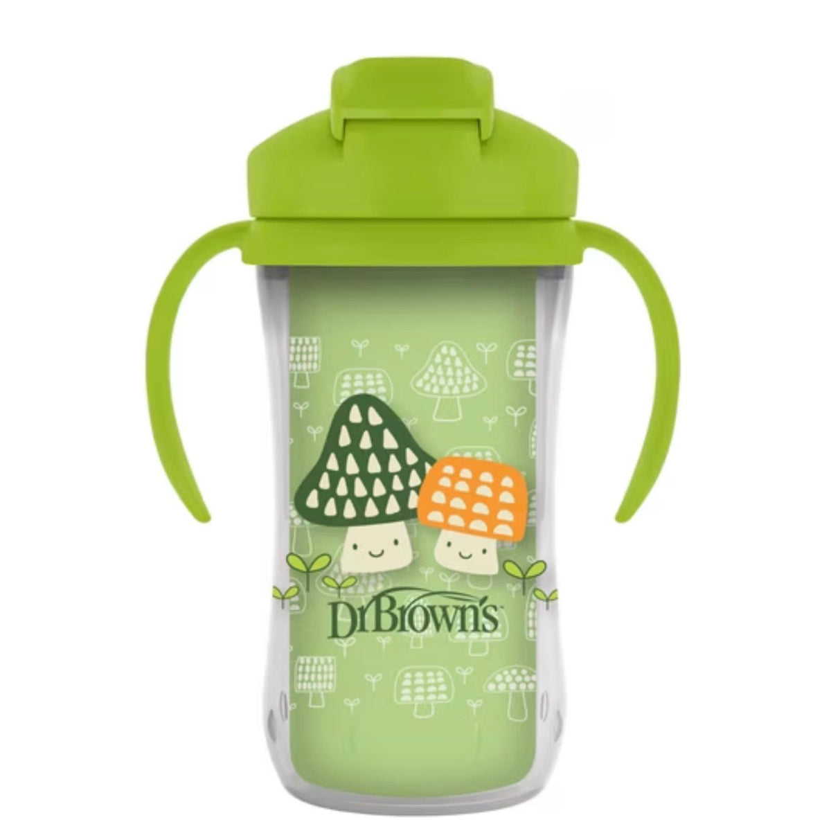 Dr. Brown's Insulated Straw Cup — Green Mushrooms